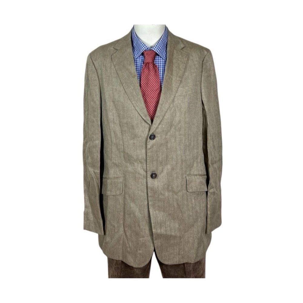 Banana Republic Sport Coat Jacket Linen Ivory Herringbone Men's